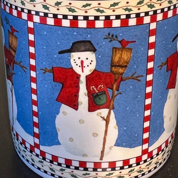 Set of 4 Vintage Sakura SNOWMAN Stoneware Mugs with Artwork by Debbie Mumm 1998 - Picture 8 of 12
